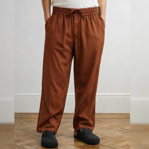 NWOT Kardo - L Vikram herringbone 100% cotton trousers In Brown
